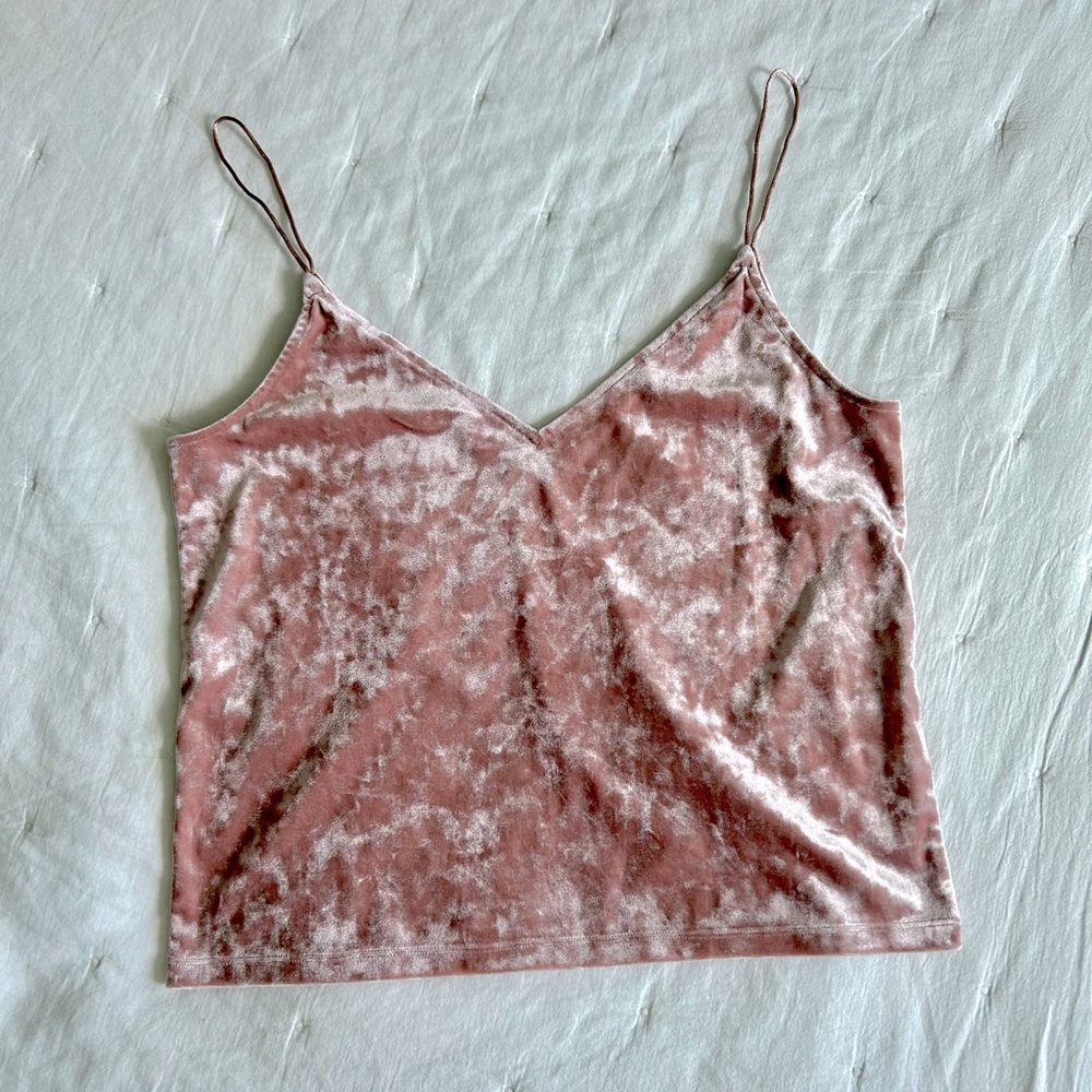 H&M Crushed Velvet Cami Pink S